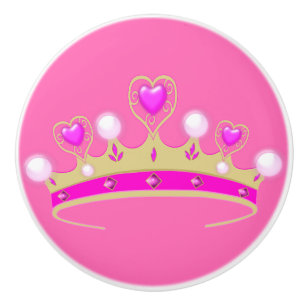 "Princess pink crown knob" Ceramic Knob