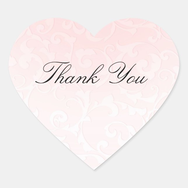 Princess Pink Damask Storybook Elegant Wedding Heart Sticker (Front)