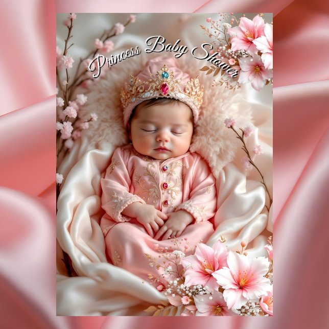 Princess Pink Girl Baby Shower Flowers Invitation (Creator Uploaded)