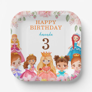Princess Pink Girls Birthday 3rd Party Paper Plate