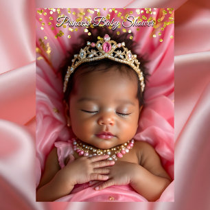 Princess Pink Gold Baby Girl Shower Ethnic Tiara Invitation