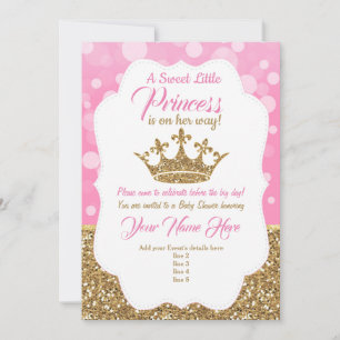 Princess Pink Gold Baby Shower Invitation, Royal Invitation