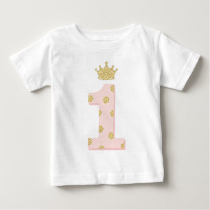 Princess Pink Gold Glitter 1st Birthday First Baby T-Shirt