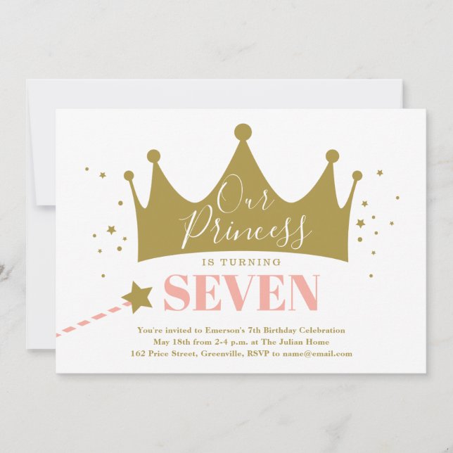 Princess Pink Kids Birthday Party Invitation (Front)