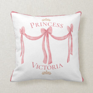 Princess Pink Name Gold Crowns Satin Girly Cushion