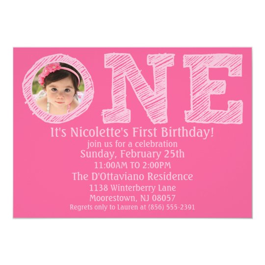Princess Pink The Big One Photo First Birthday Card
