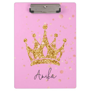 princess pink tiara glitter clipboard