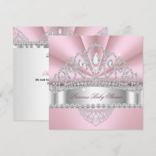 Princess Pink White Diamond Tiara Baby Shower Invitation