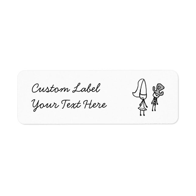 Princess & Pirate Doodle Return Address Label (Front)