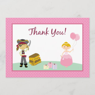 Princess & Pirate Flat Thank-You Card