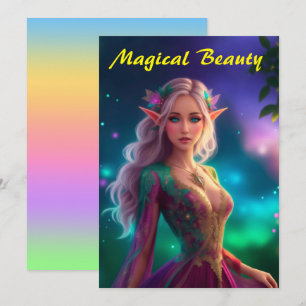 Princess pixie fairy colourful magenta glow pretty thank you card