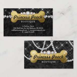 Princess Pooch Dog Care Vet Walker Bone Gold Business Card