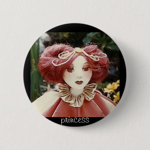 princess portrait 6 cm round badge