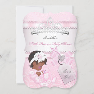 Princess Pretty Baby Shower Cute Girl Tiara Ethnic Invitation