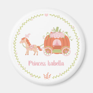 Princess Pumpkin Carriage Floral Wreath Magnet