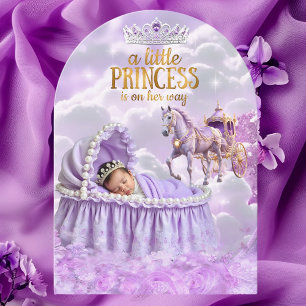 Princess Purple Baby Shower Horse Carriage Invitation