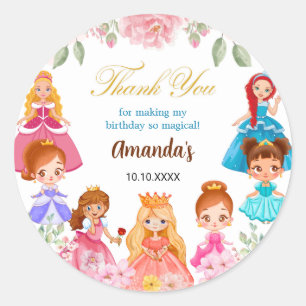 Princess Queen Girl Birthday Party Stickers Label