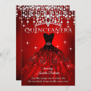 Princess Quinceanera 15th Birthday Red Tiara Invitation