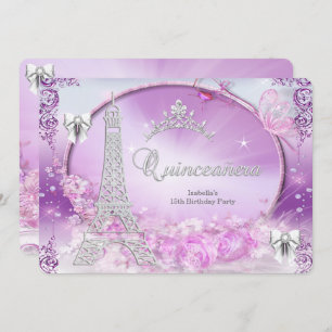 Princess Quinceanera Magical Purple Silver Invitation
