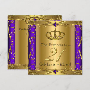 Princess Regal Purple Gold 21st Birthday Party Invitation
