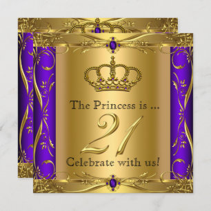 Princess Regal Purple Gold 21st Birthday Party Invitation
