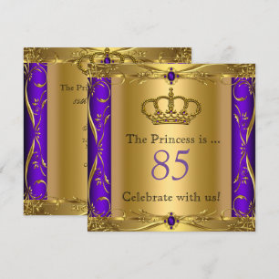 Princess Regal Purple Gold 85th Birthday Party Invitation