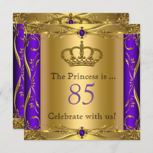 Princess Regal Purple Gold 85th Birthday Party Invitation