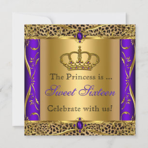 Princess Regal Purple Leopard Sweet 16 Party Invitation