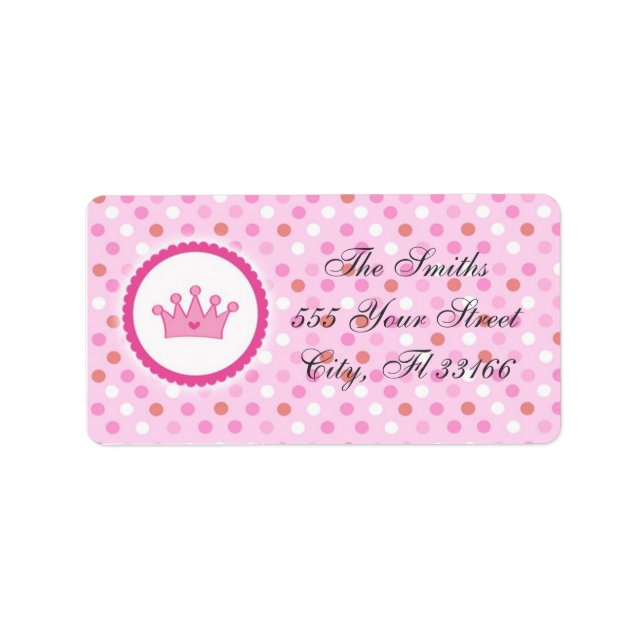 Princess Return Address Labels Pink (Front)