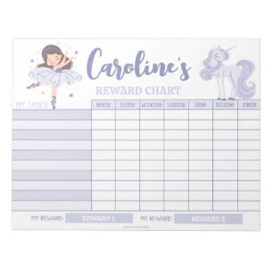 Princess Reward Chart Personalised Name Task Notepad