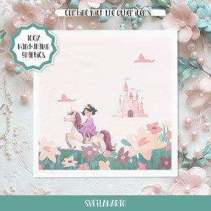 Princess Riding Unicorn Paper Napkins