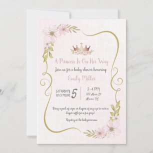 Princess rose gold baby shower invitation