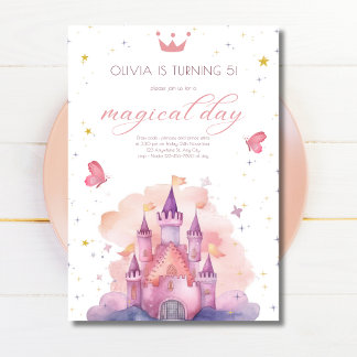 Princess Royal Birthday Magical Day Pink Castle Invitation