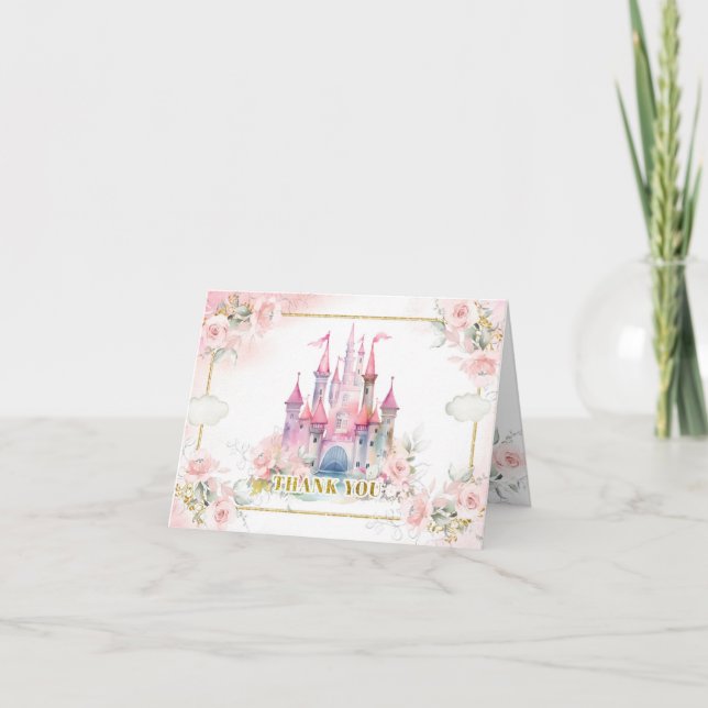 Princess Royal Castle 5th Birthday Folded Thank You Card (Front)