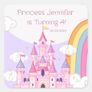Princess Royal Castle Birthday Party Square Sticker