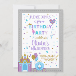 Princess royal celebration girl birthday invite. invitation