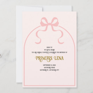Princess Royal Decree Birthday Invitation Pink Bow