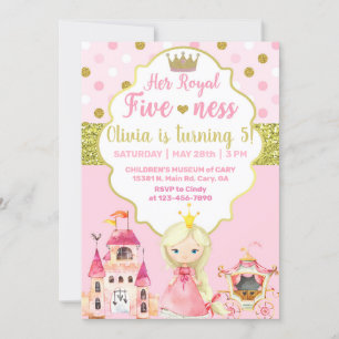 Princess royal fiveness girl birthday invitation.  invitation