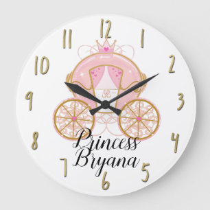 Princess Royal Pink & Gold Carriage Wall Art   Large Clock