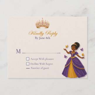 Princess RSVP card violet & gold