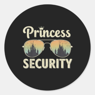 Princess Security Protection Retro Castle Matching Classic Round Sticker
