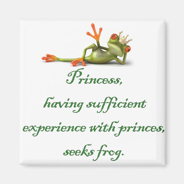 Princess Seeks Frog Square Magnet (Front)