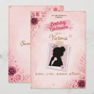 Princess Silhouette Portrait Frame Clipart Invitation