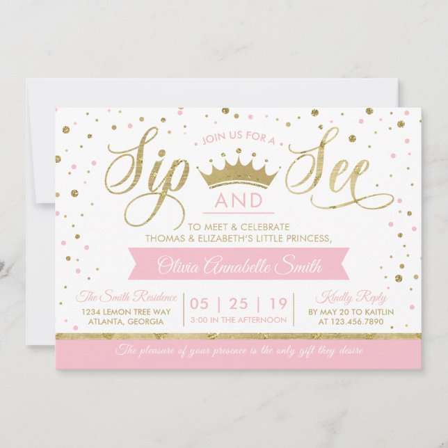 Princess Sip and See Baby Shower Invitation (Front)