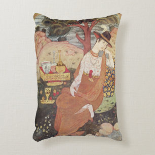 Princess sitting in a garden, Safavid Dynasty Decorative Cushion