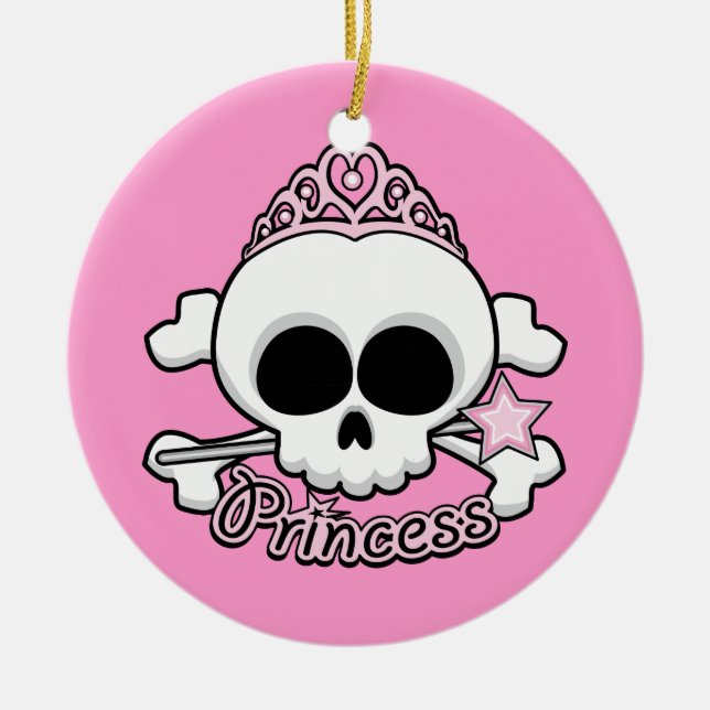 Princess Skull Ceramic Tree Decoration (Front)