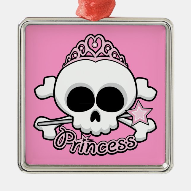 Princess Skull Metal Ornament (Front)