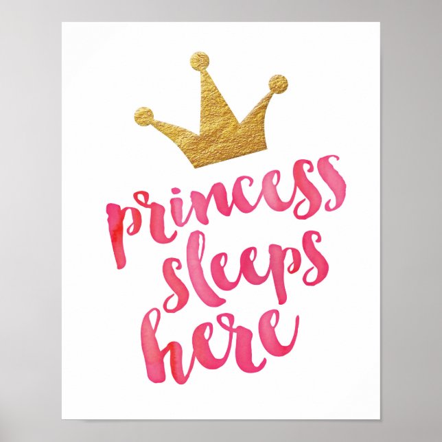 Princess sleeps here kids poster print (Front)