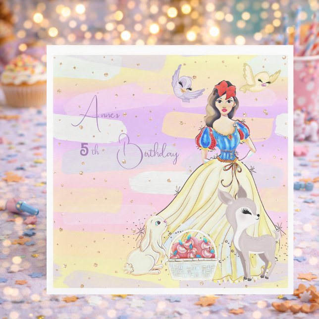 Princess Snowy Birthday Paper Napkin (Creator Uploaded)