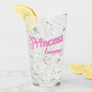 Princess star custom name pink graphic glass